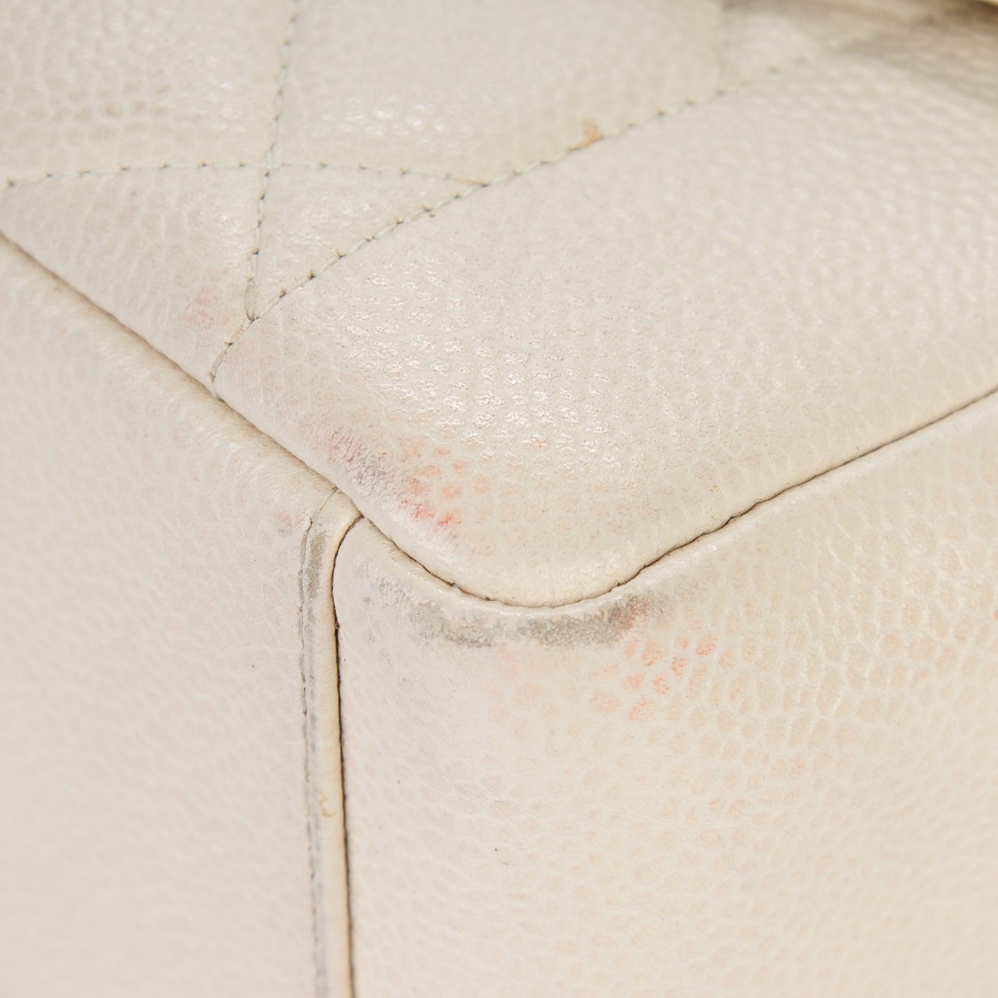 Caviar Quilted Medium Single Flap Beige Clair