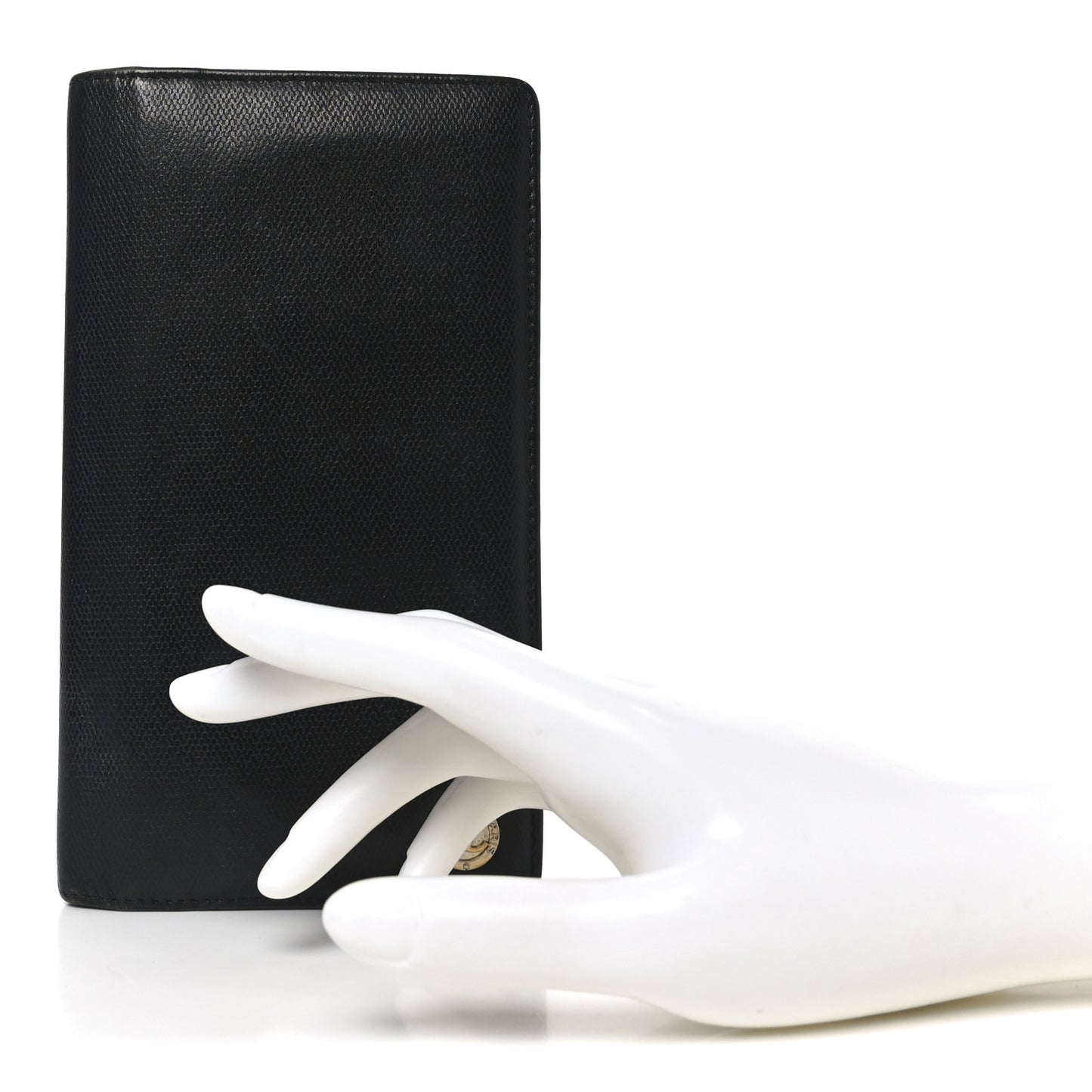 Grained Calfskin CC Button Yen Wallet Black
