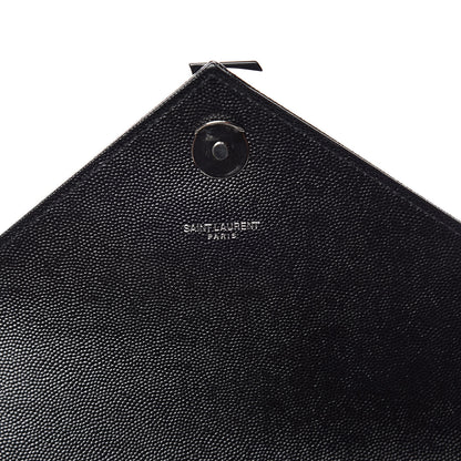 Saint Laurent Grain De Poudre Textured Mixed Matelasse Large Triquilt Monogram Monochrome Satchel Black 10 of 11