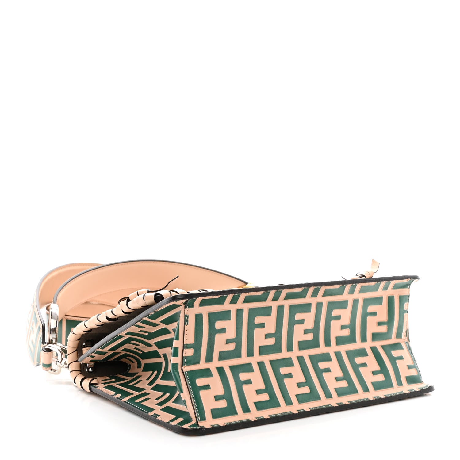 Fendi Vitello Century F is Fendi Whipstitch Threads FF Embossed Kan I Shoulder Bag Plaster Giada 4 of 11