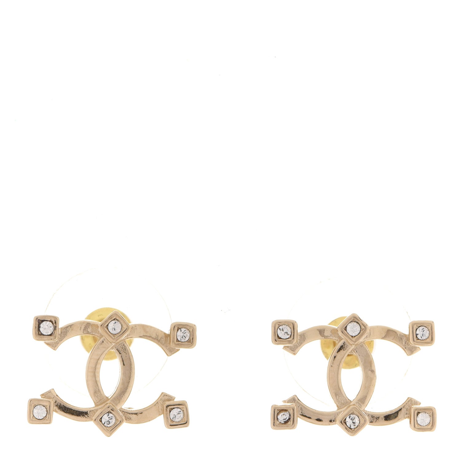Chanel Crystal CC Earrings Gold 1 of 5