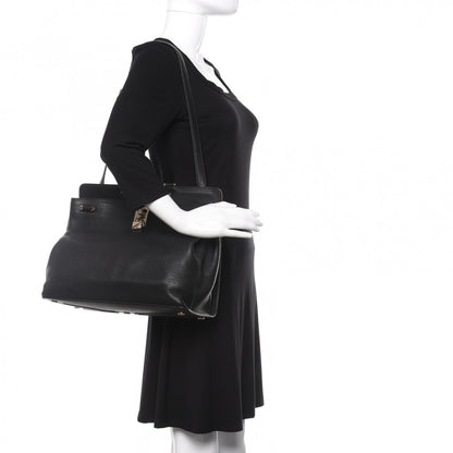 Valentino Garavani Pebbled Calfskin Large JoyLock Satchel Black 2 of 9