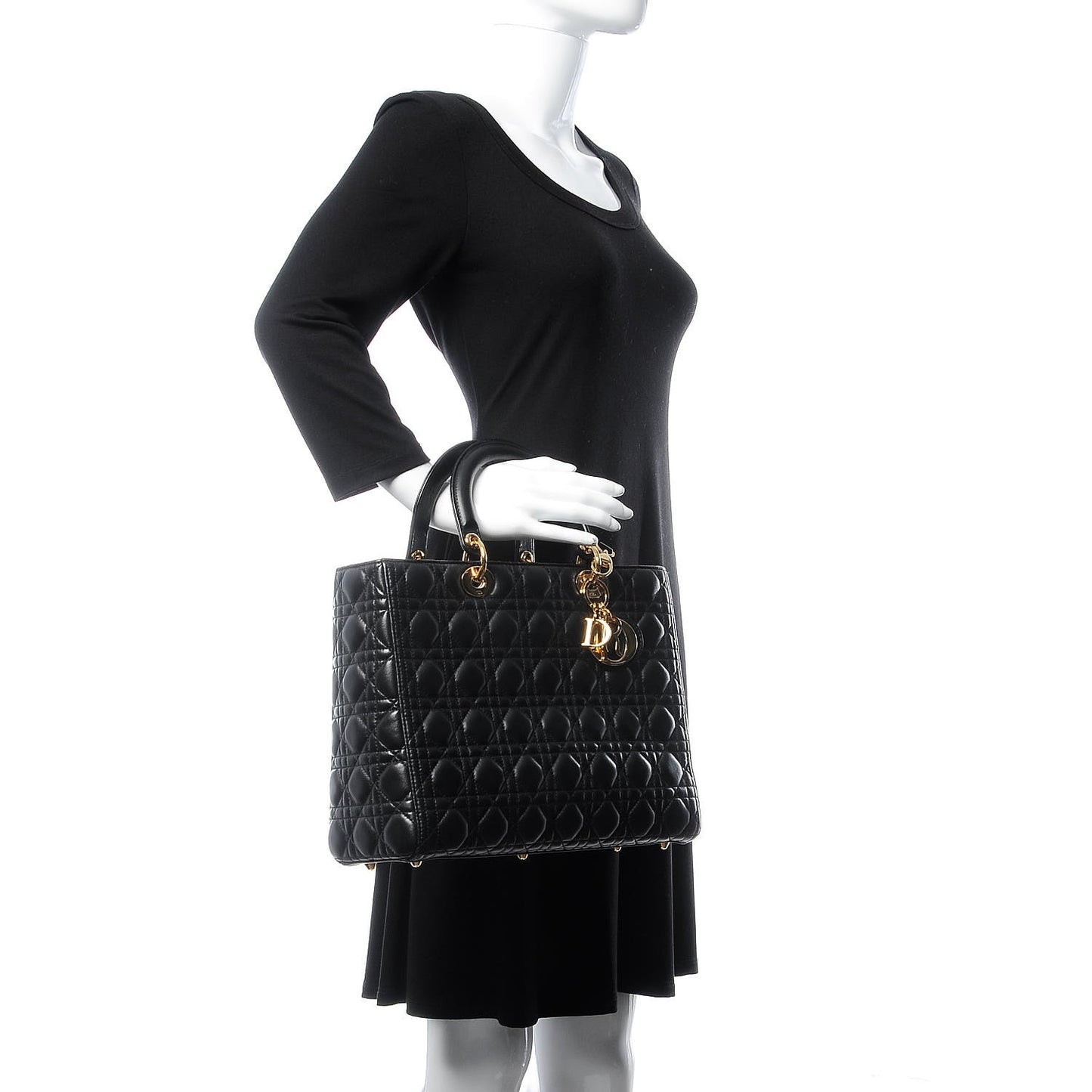 Lambskin Cannage Large Lady Dior Black