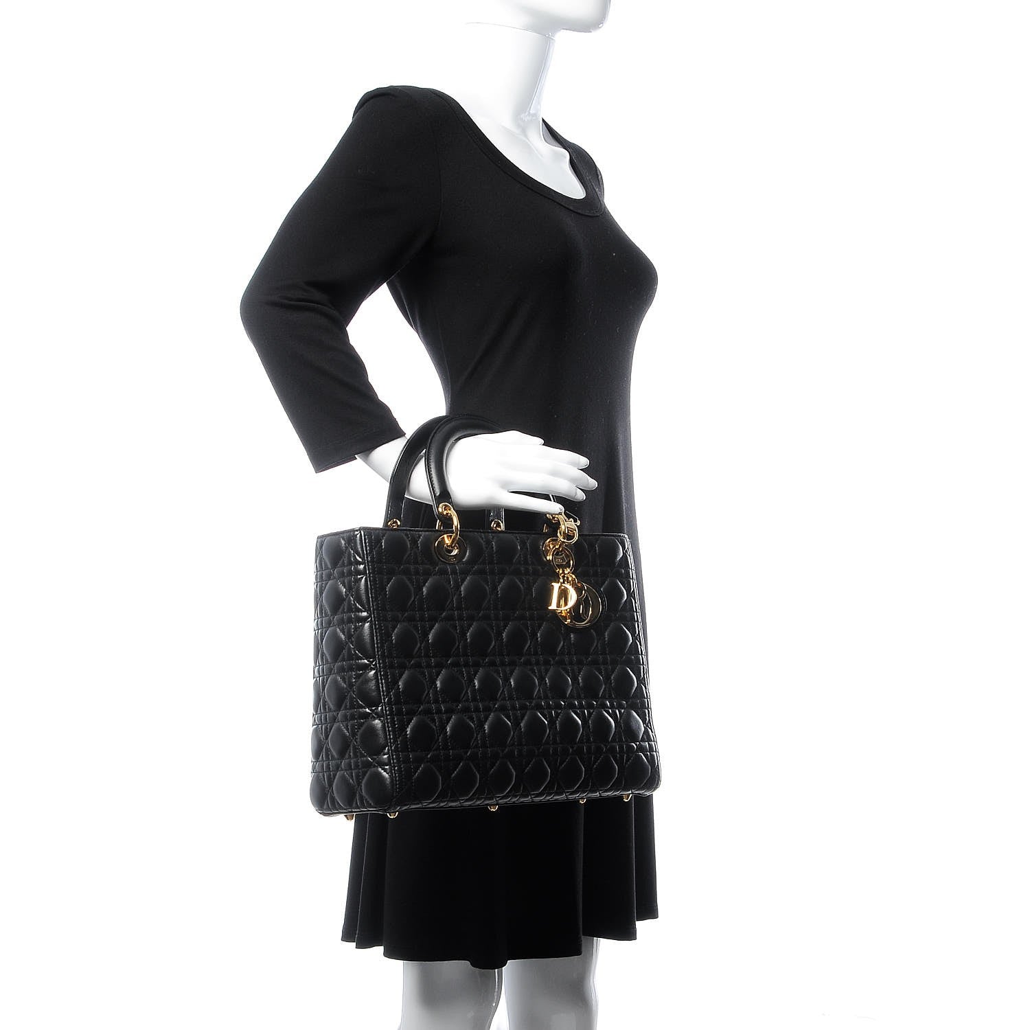 Christian Dior Lambskin Cannage Large Lady Dior Black 2 of 8