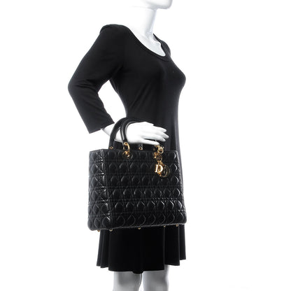 Christian Dior Lambskin Cannage Large Lady Dior Black 2 of 8