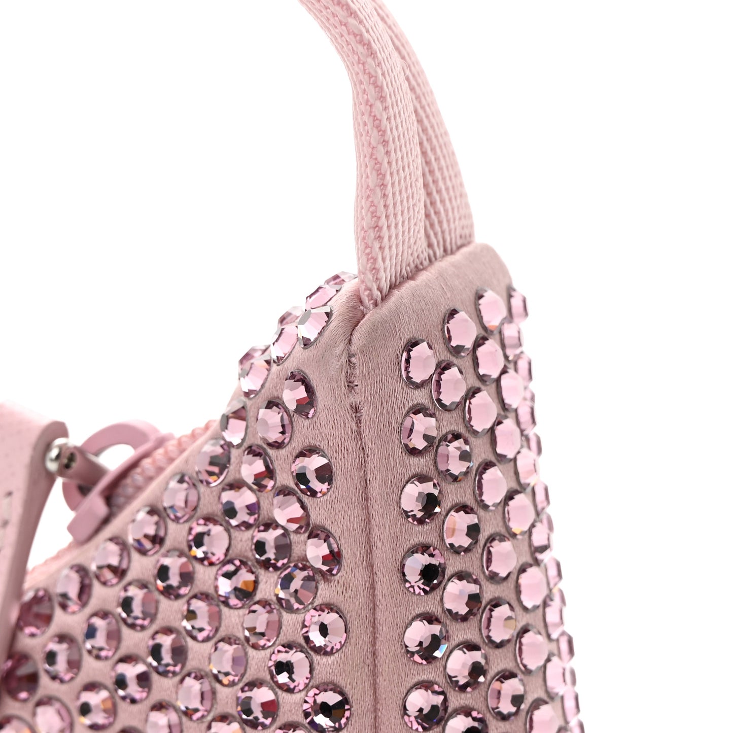 Satin Crystal Mini Re-Edition 2000 Bag Alabastro