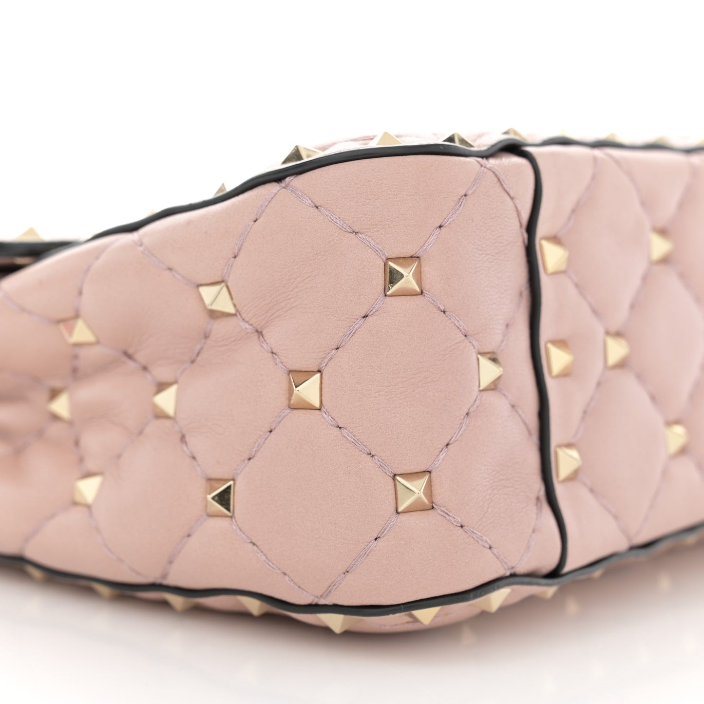 Lambskin Medium Rockstud Spike Shoulder Bag Poudre