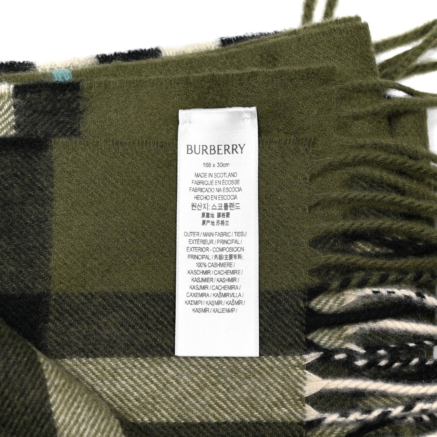 Cashmere Giant Check Fringe Scarf Shrub Shrub