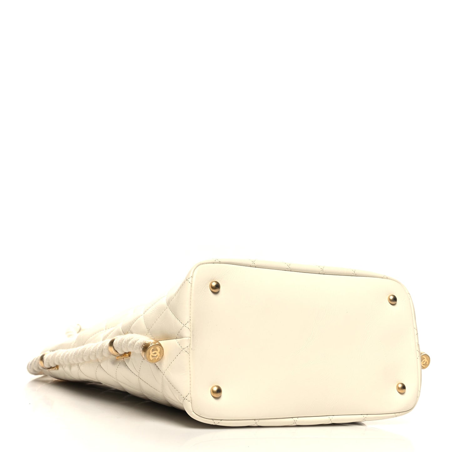 Crumpled Calfskin En Vogue Rope Hobo Bag White