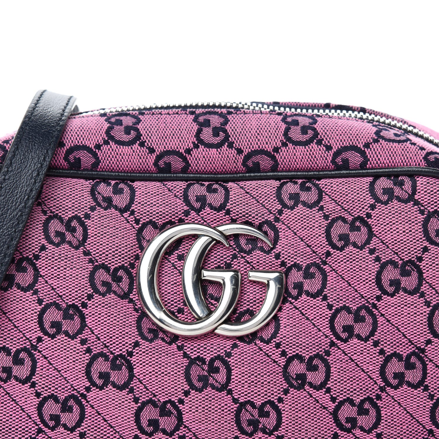 Gucci Monogram Multicolor Matelasse Diagonal Small GG Marmont Chain Shoulder Bag Pink Blue 11 of 11