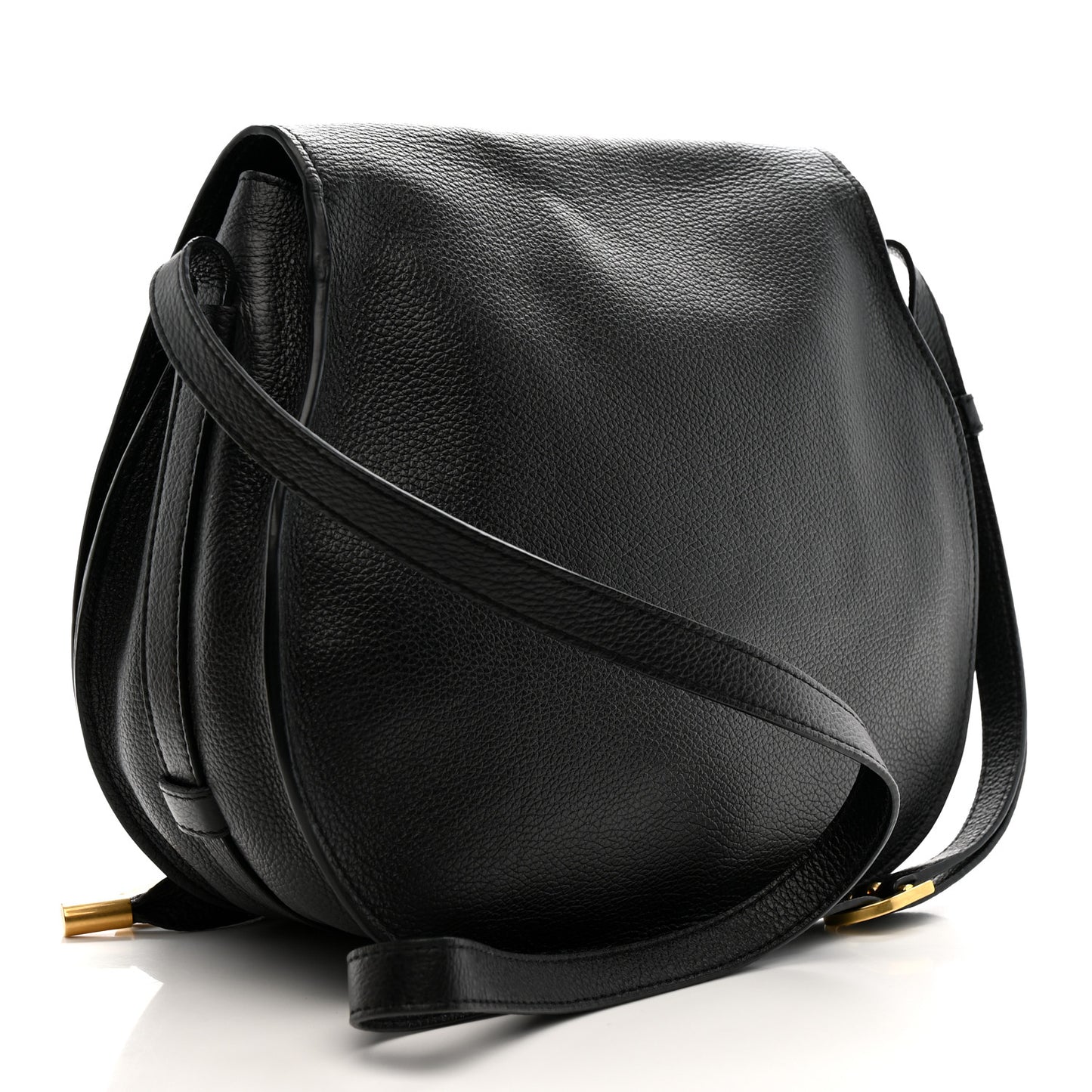 Calfskin Medium Marcie Round Crossbody Bag Black