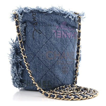 Chanel Denim Quilted Mood Mini Bucket With Chain Blue Multicolor 3 of 10