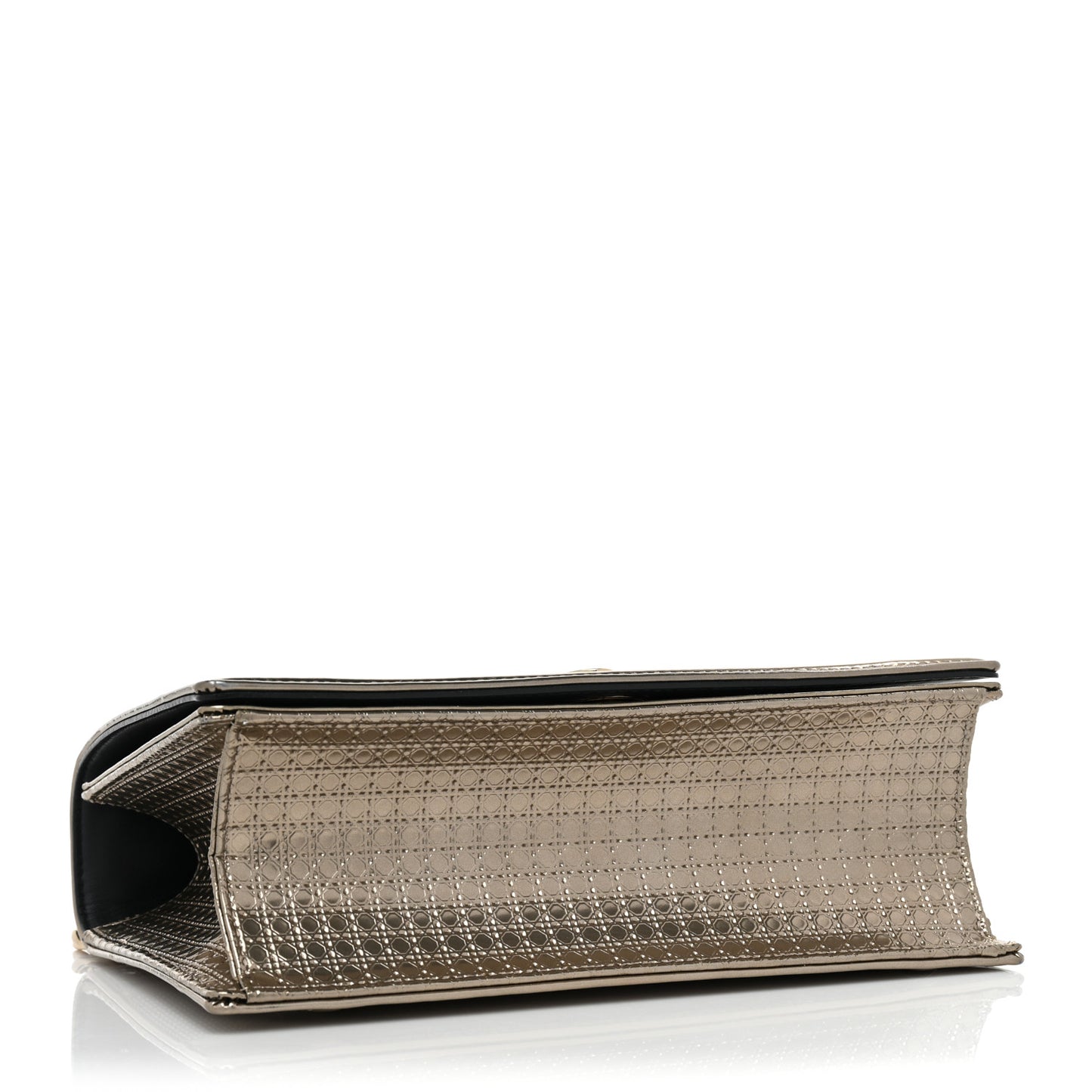 Metallic Patent Micro-Cannage Medium Diorama Flap Bag Gold