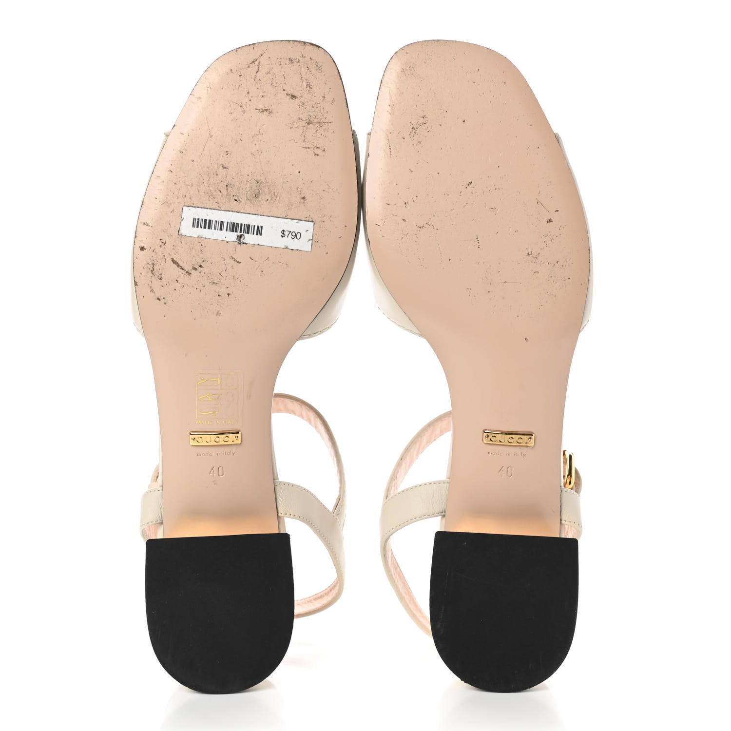 Gucci Nappa Charlotte Horsebit Block Heel 45mm Sandals 40 Mystic White 5 of 12