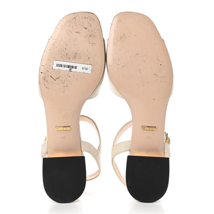 Gucci Nappa Charlotte Horsebit Block Heel 45mm Sandals 40 Mystic White 5 of 12