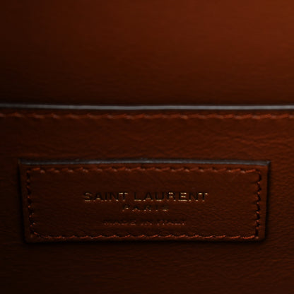 Saint Laurent Canvas Smooth Calfskin Le Monogramme Medium Buckle Satchel Chestnut 6 of 12