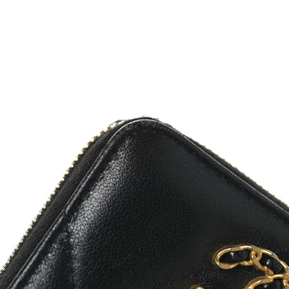 Chanel Lambskin Quilted Chanel 19 Zip Around Coin Purse Wallet Black 10 of 11