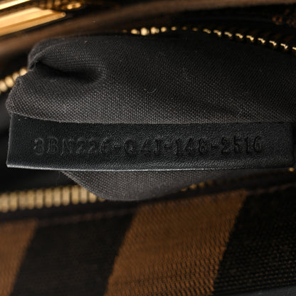 Fendi Vitello Morgan Fabric Jacquard Pequin Medium Peekaboo Iconic Satchel Black Tobacco 8 of 11