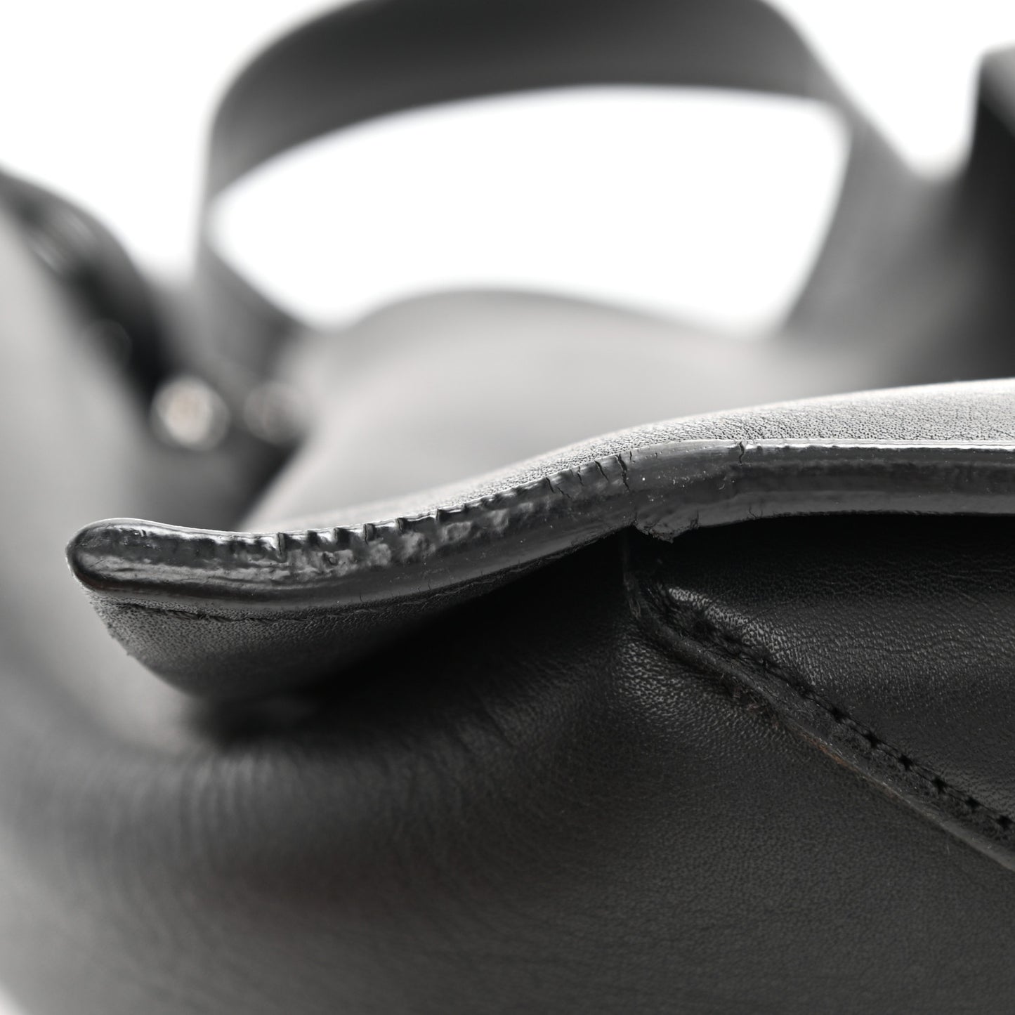 Baby Grained Calfskin Medium Tri-Fold Bag Black