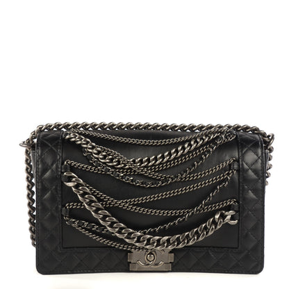 Chanel Calfskin Enchained Medium Boy Flap Black 1 of 8