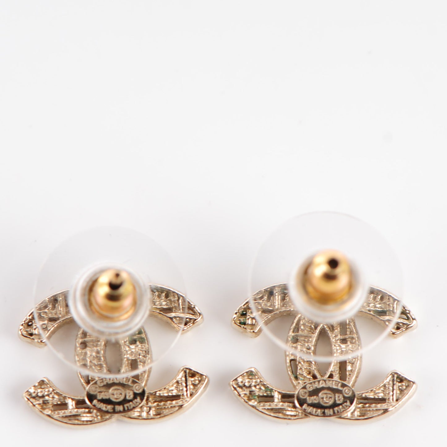 Tweed Effect CC Earrings Gold