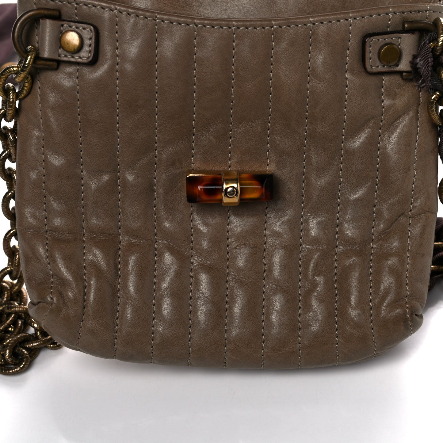 Lambskin Quilted Mini Happy Pop Crossbody Brown