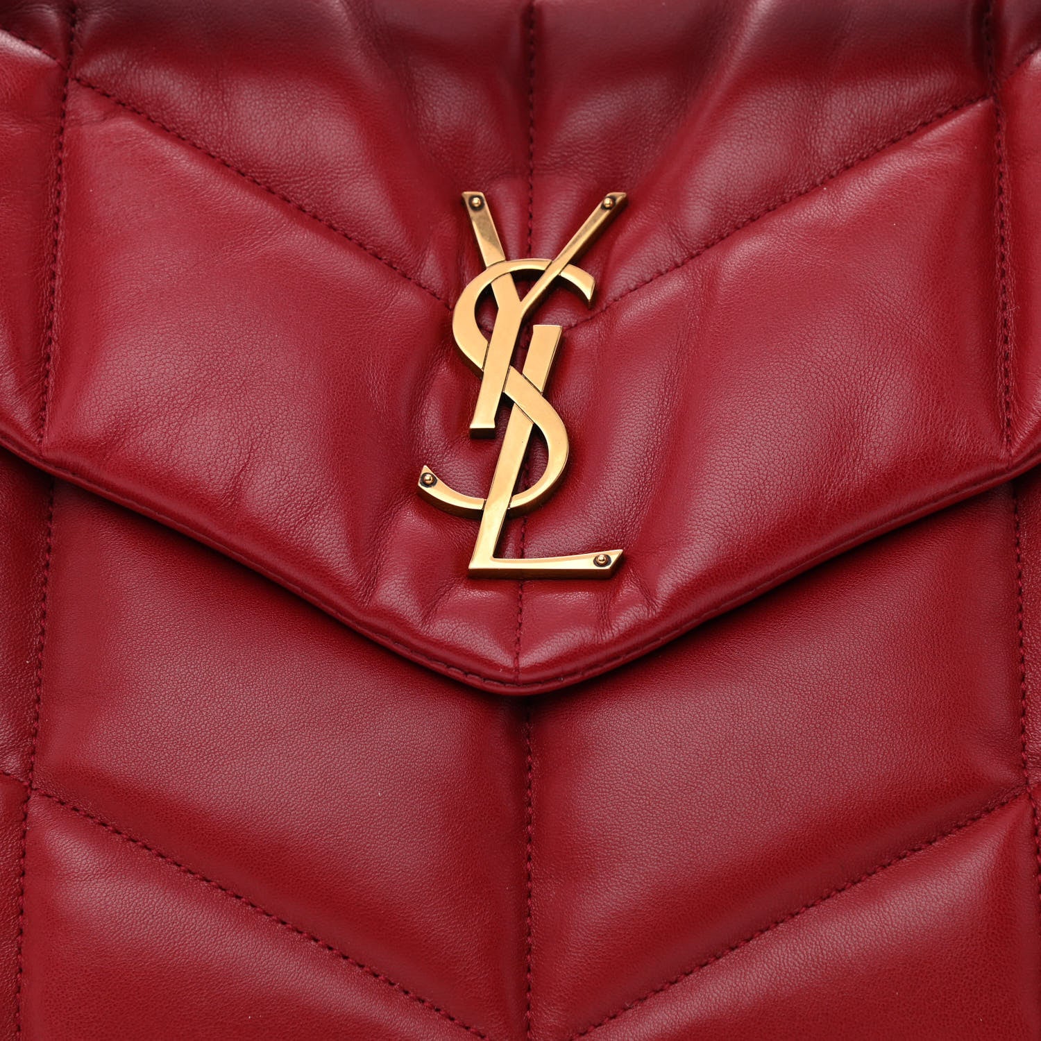 Saint Laurent Lambskin Quilted Medium Loulou Puffer Monogram Chain Satchel Opyum Red 8 of 11