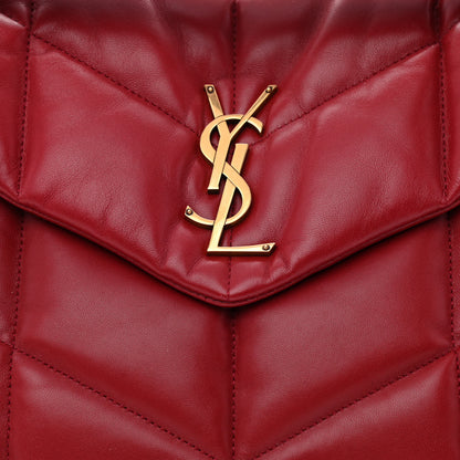 Saint Laurent Lambskin Quilted Medium Loulou Puffer Monogram Chain Satchel Opyum Red 8 of 11