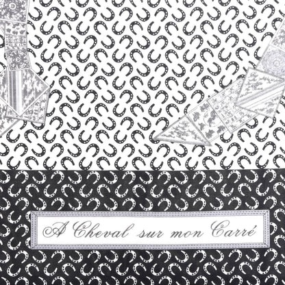 Hermes Silk A Cheval Sur Mon Carre Scarf 90 Black White 3 of 6