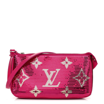 Louis Vuitton Satin Sequin Monogram Giant Pochette Accessories Fuchsia 1 of 8