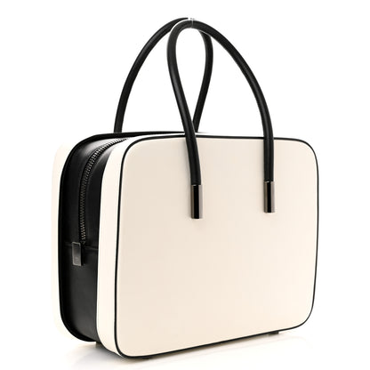 Tom Ford Calfskin Top Handle Bag White Black 3 of 10
