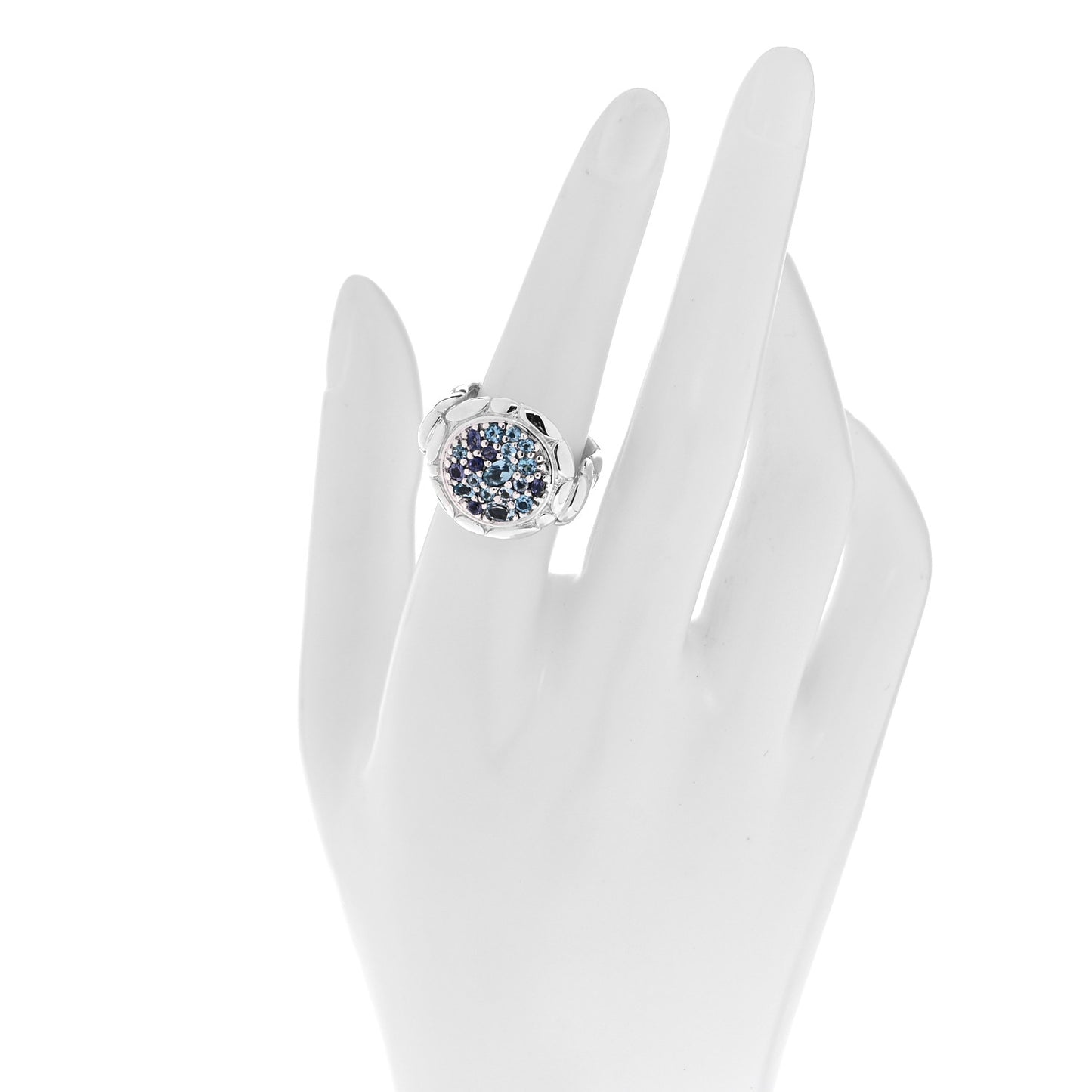 Sterling Silver Blue Topaz Iolite Aquamarine Kali Lavafire Ring 56 7.5