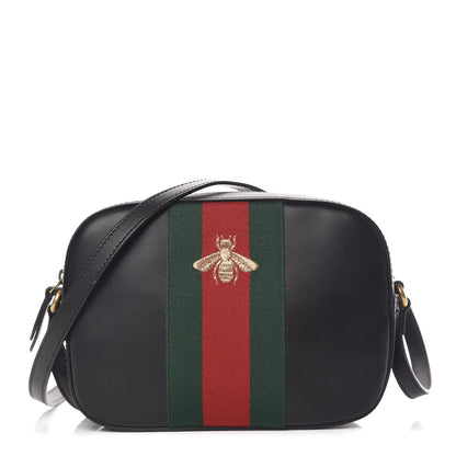 Gucci Calfskin Web Small Webby Bee Shoulder Bag Black 1 of 13