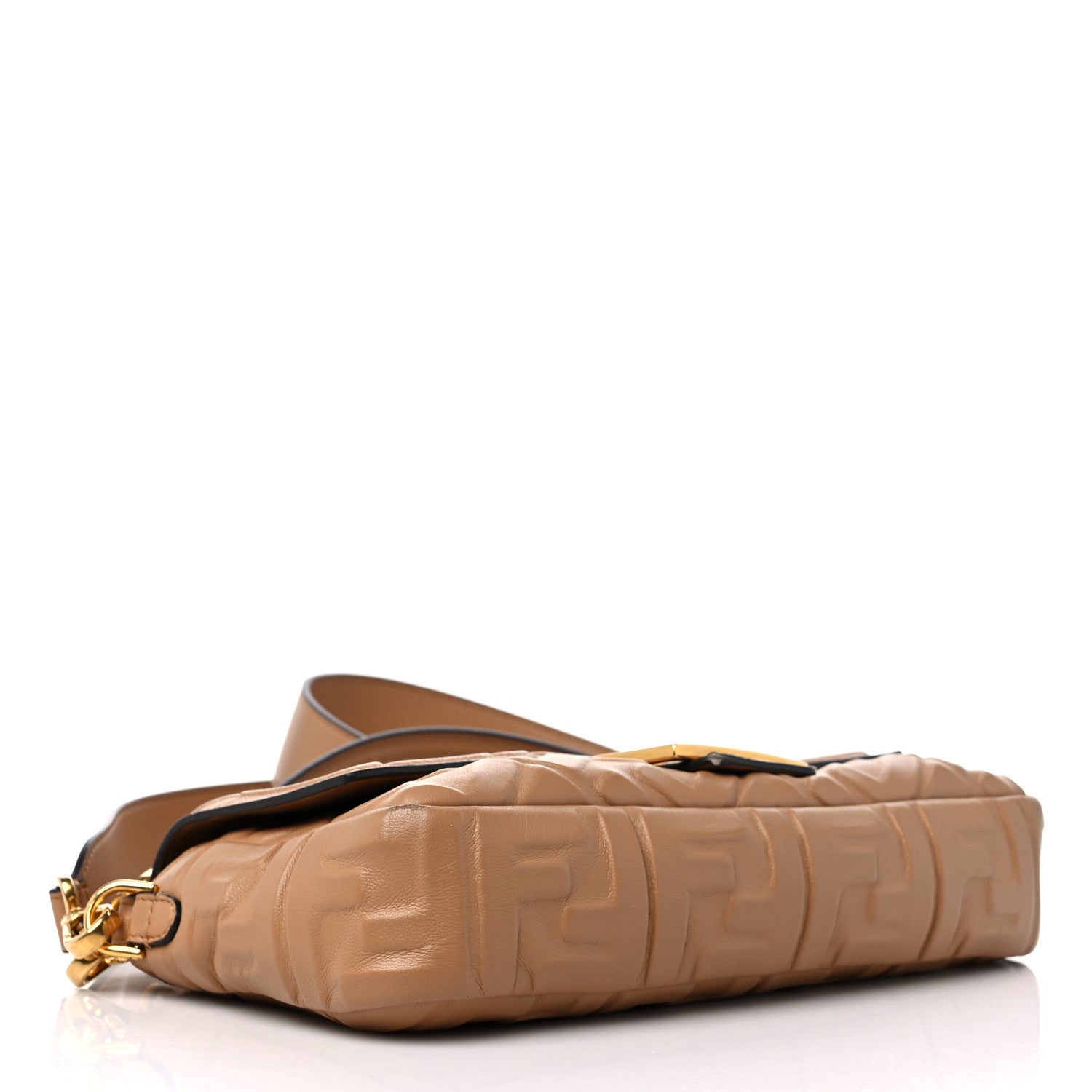 Fendi Nappa FF 1974 Embossed Baguette Miele Scuro 3 of 14