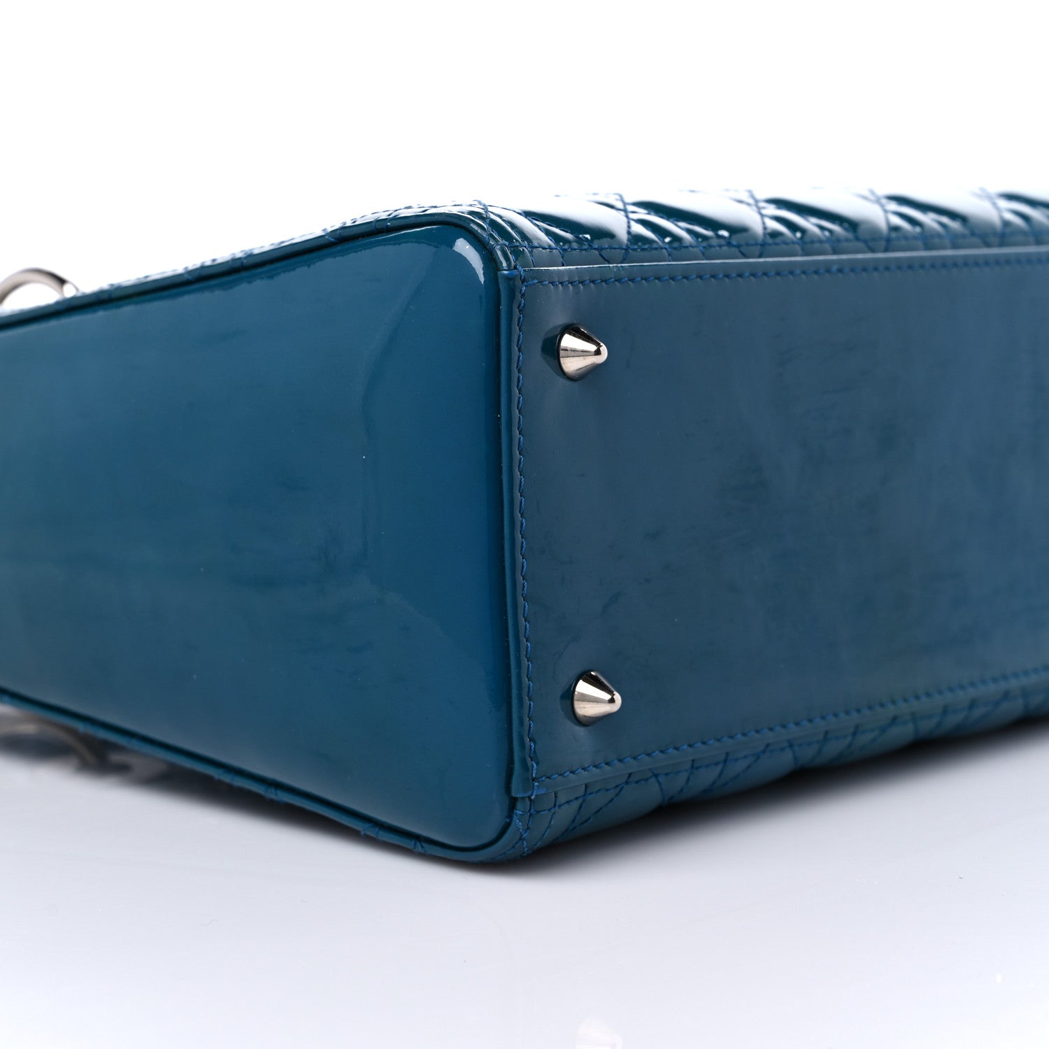 Christian Dior Patent Cannage Medium Lady Dior Blue 8 of 14