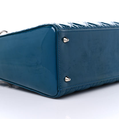 Christian Dior Patent Cannage Medium Lady Dior Blue 8 of 14