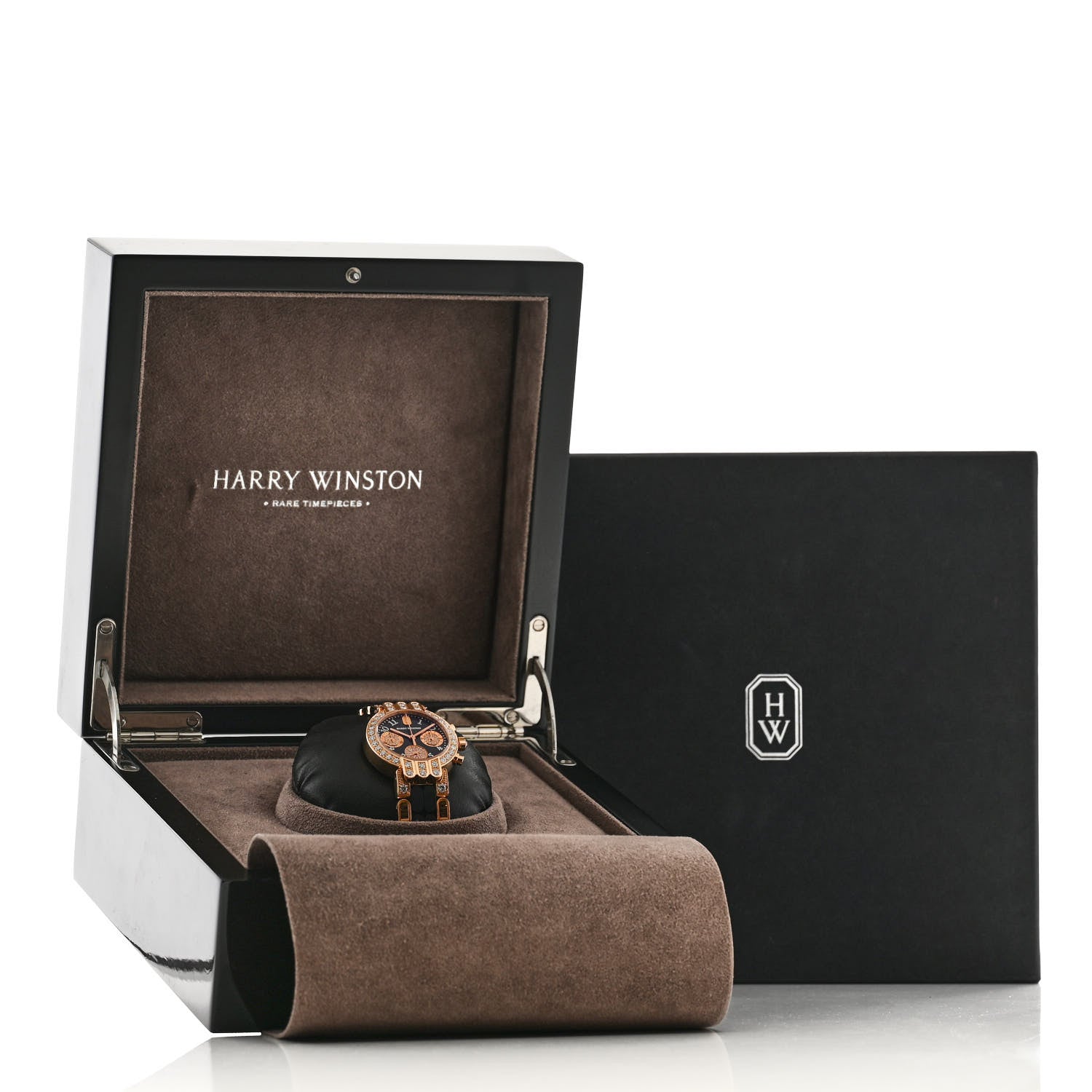 Harry Winston 18K Rose Gold Diamond Bezel 32mm Premier Chronograph Quartz Watch Black 5 of 5