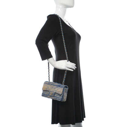 Chanel Striated Quilted Classics in Fabrics Mini Rectangular Flap Blue 2 of 10