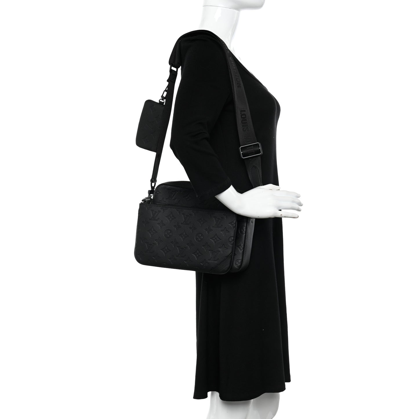 Calfskin Monogram Shadow Trio Messenger Black