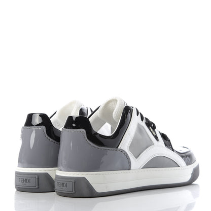 Fendi Patent Technical Mesh FF Mens Fancy Low Top Sneakers 7 Black White Grey 4 of 10