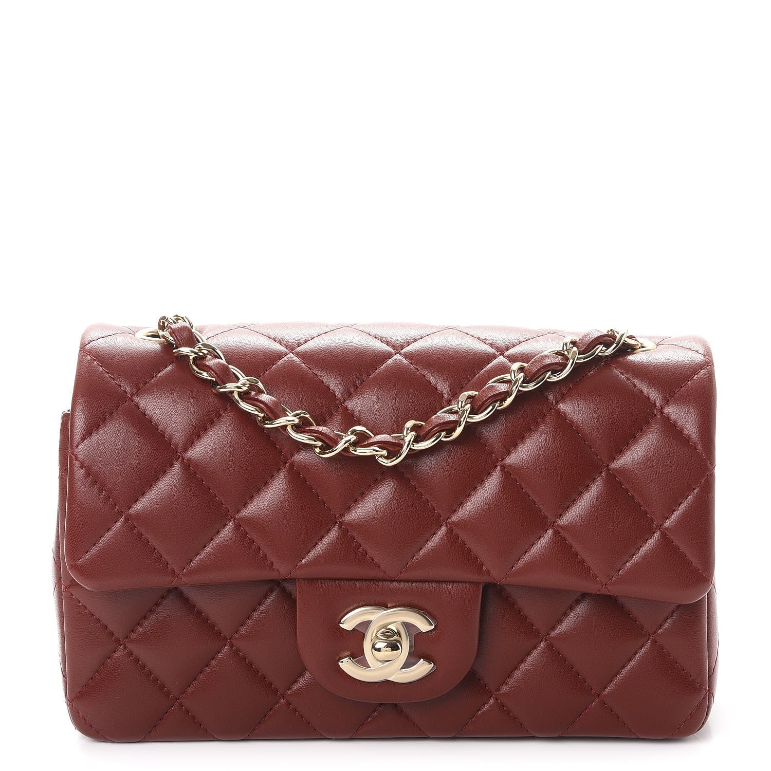 Chanel Lambskin Quilted Mini Rectangular Flap Red 1 of 8