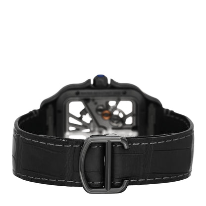 Cartier ADLC Stainless Steel Alligator 39.8mm Santos De Cartier Skeleton Manual Winding Watch Black 3 of 5