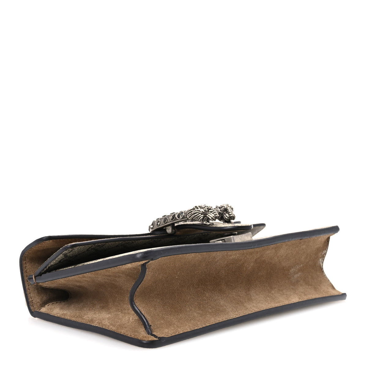 GG Supreme Monogram Suede Crystal Small Dionysus Shoulder Bag Beige Ebony Taupe