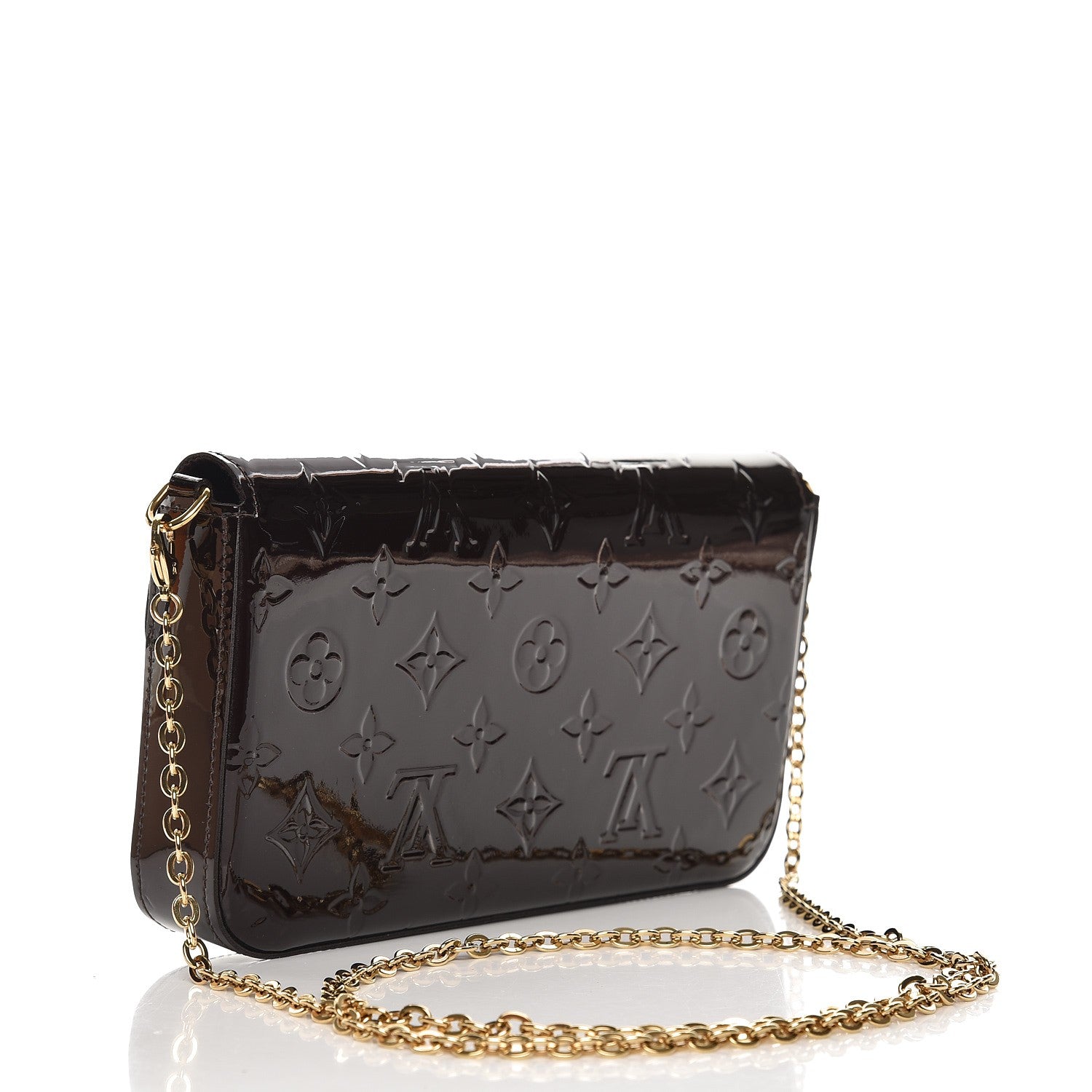 Louis Vuitton Vernis Pochette Felicie Chain Wallet Amarante 3 of 9