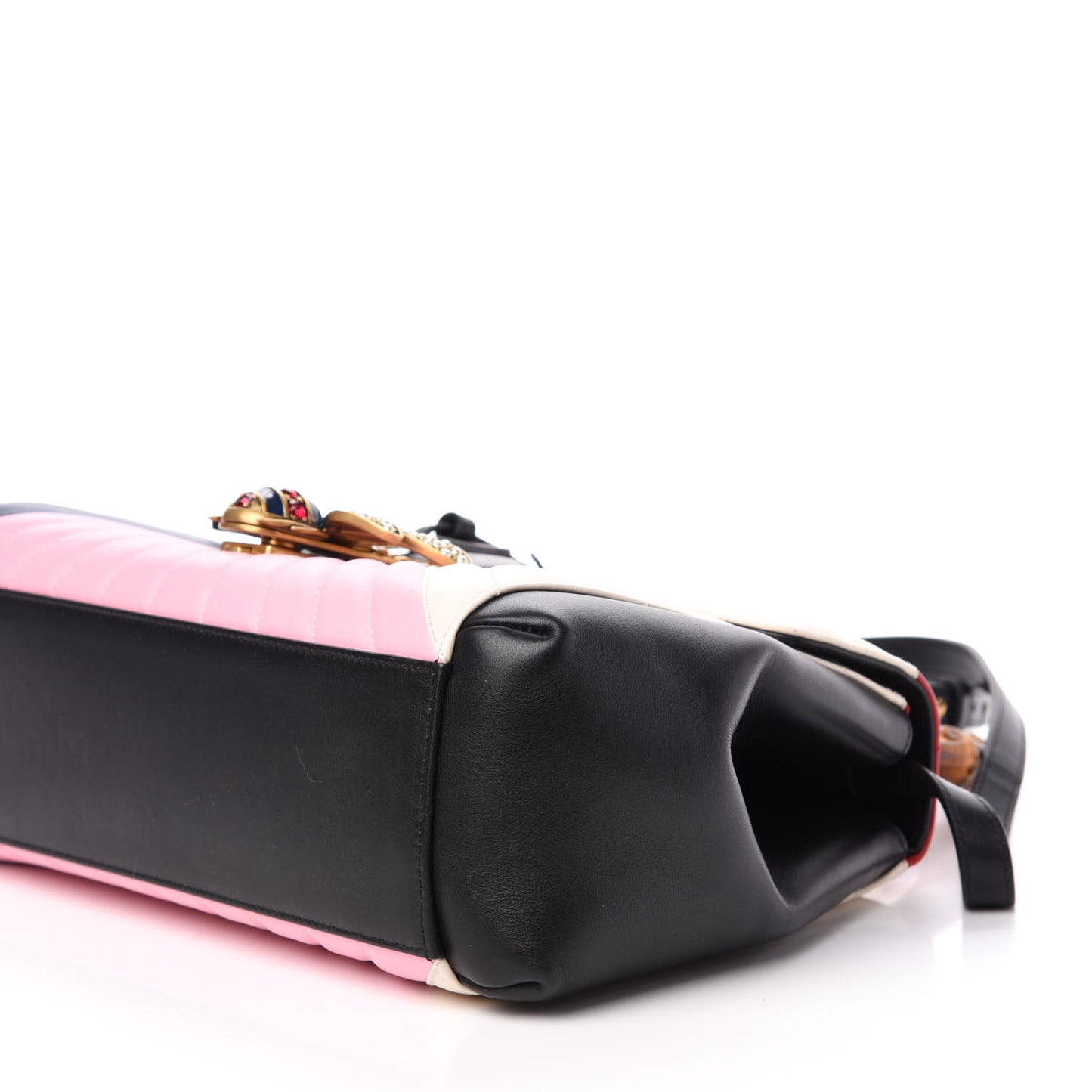 Calfskin Bamboo Trapuntata Queen Margaret Top Handle Bag Blue Agata Hibiscus Red Mystic White Sugar Pink