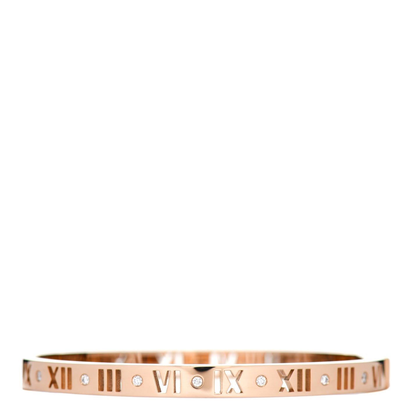 18K Rose Gold Diamond Atlas Pierced Hinged Bangle Bracelet