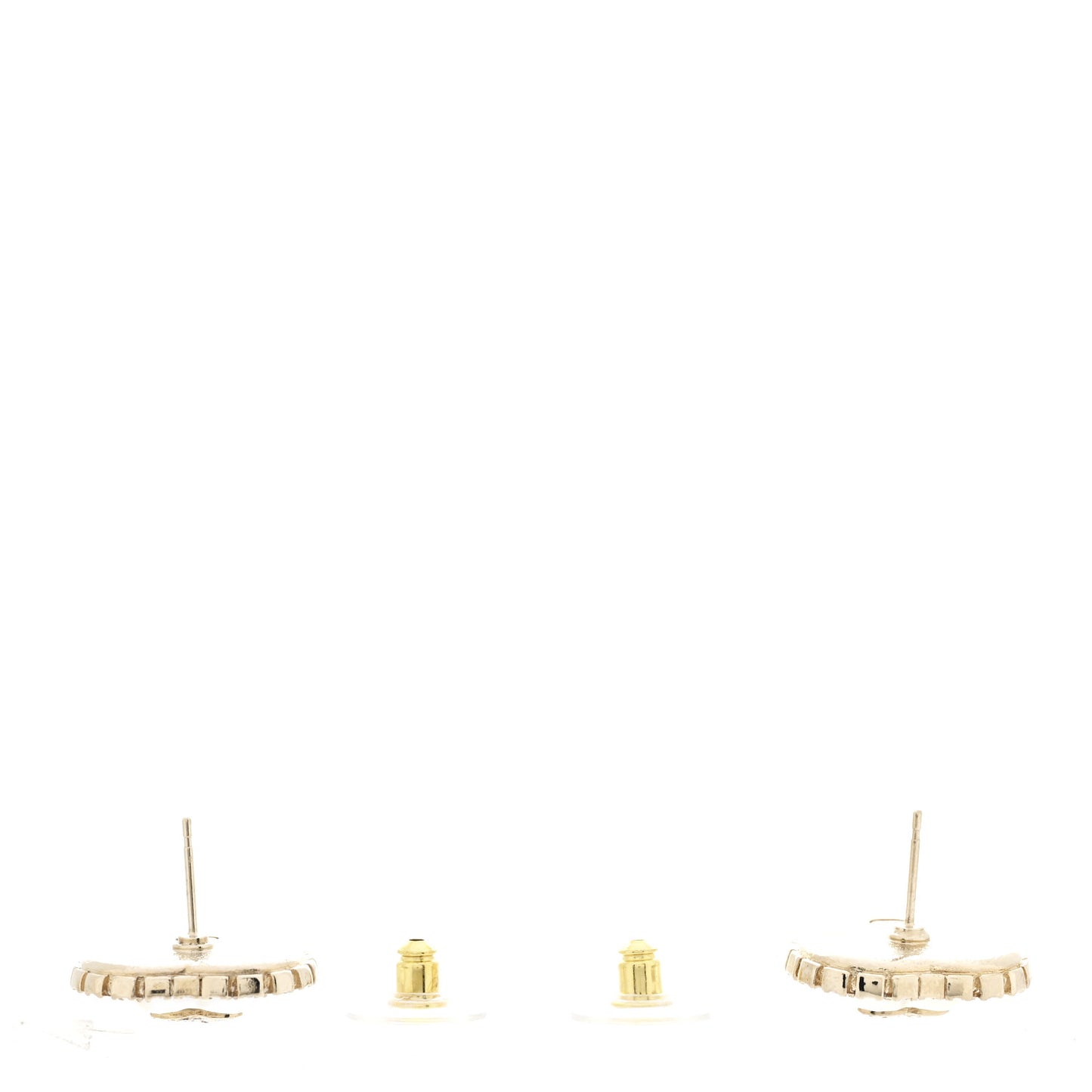 Pearl Crystal CC Heart Earrings Gold White Gold