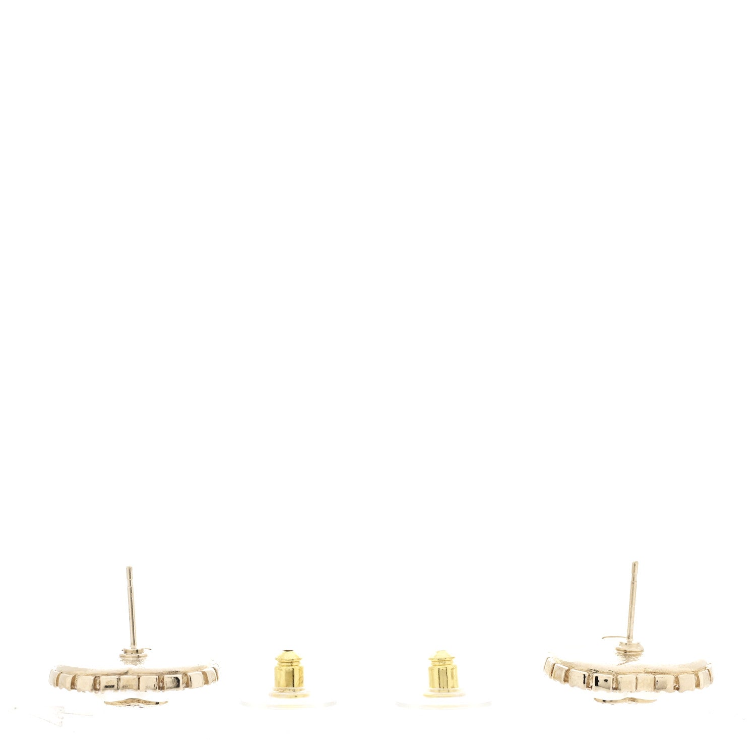 Chanel Pearl Crystal CC Heart Earrings Gold White Gold 3 of 5