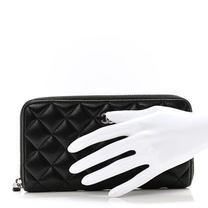 Chanel Lambskin Quilted Large Gusset Zip Around Wallet Black 2 of 11