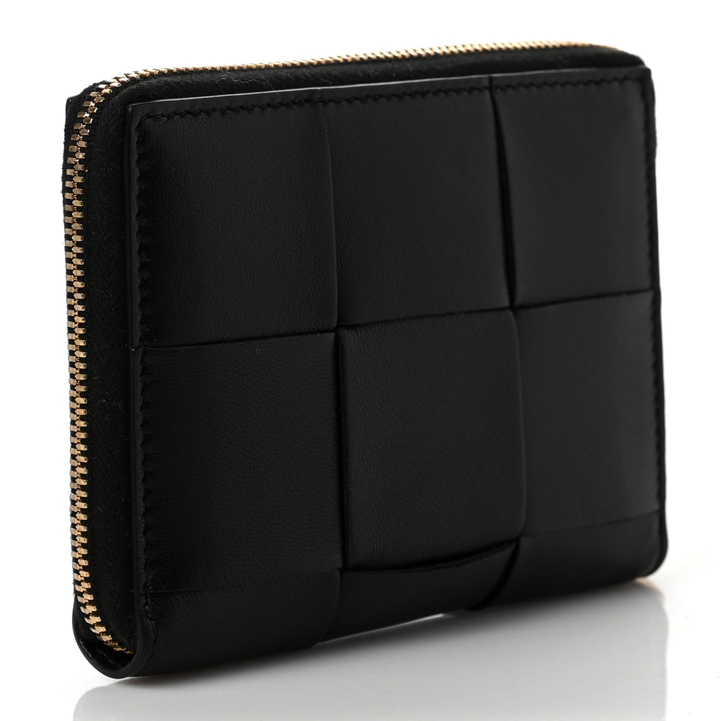 Nappa Maxi Intrecciato Zip Around Wallet Black